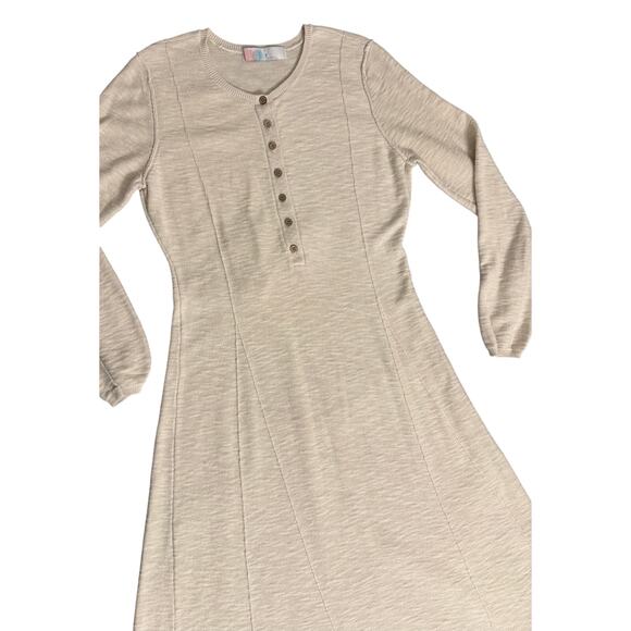 Free People Beach - Cream Miles of Henley Maxi Dress Natural Sweater, Medium - Picture 6 of 7
